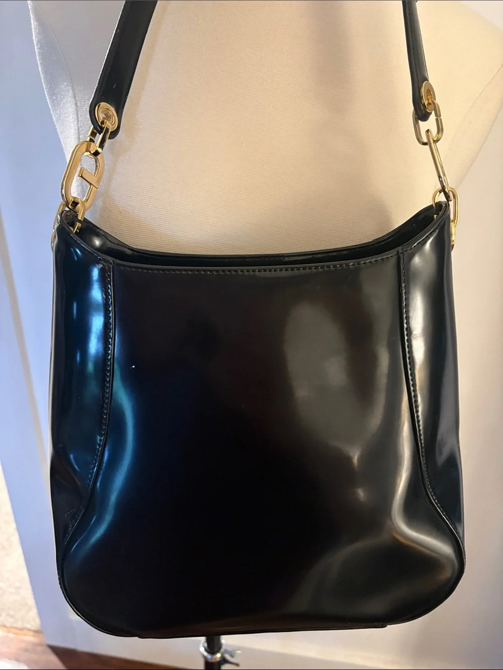 Guess Black Shoulder Bag with Gold Hardware